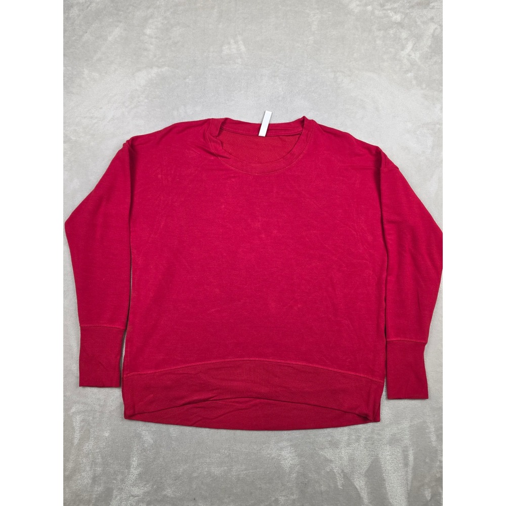 Athleta Sweatshirt Womens L Red Coaster Luxe Sweatshirt Pullover Crewneck Faded